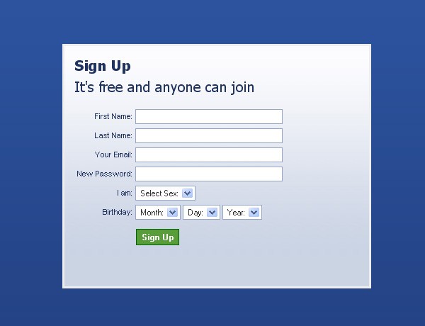 How can i sign up, register, log in on Facebook.com?