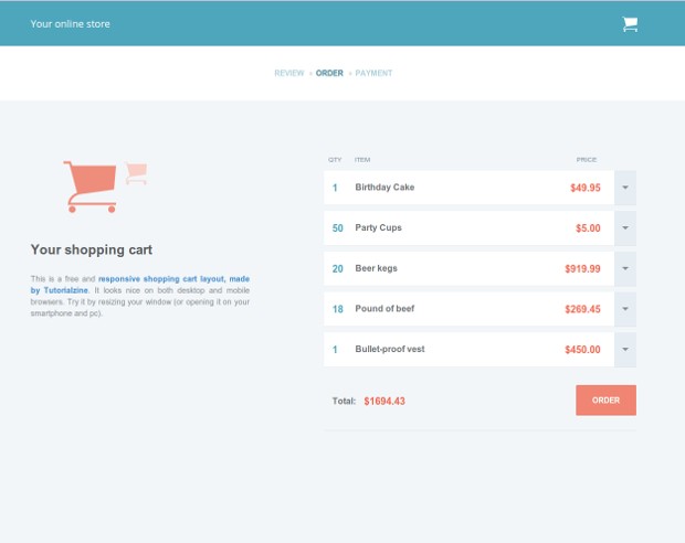Free Template: Responsive Shopping Cart - Tutorialzine