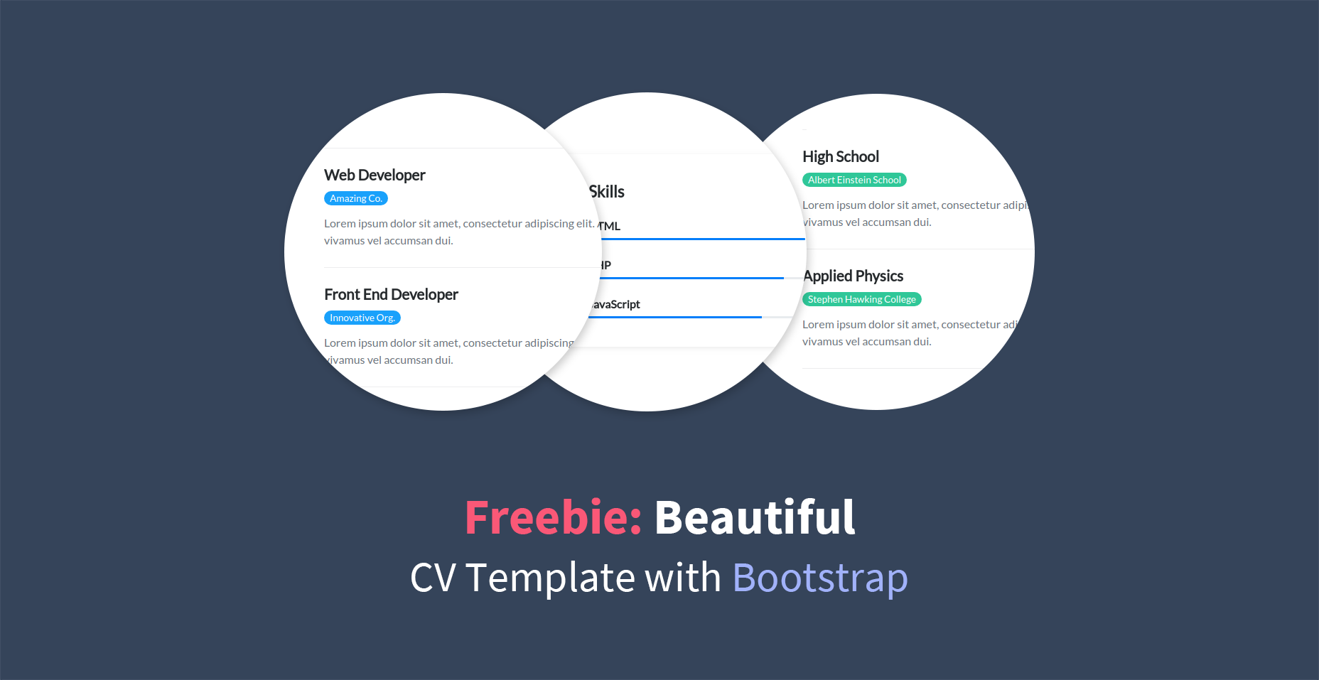 freebie  beautiful cv template with bootstrap